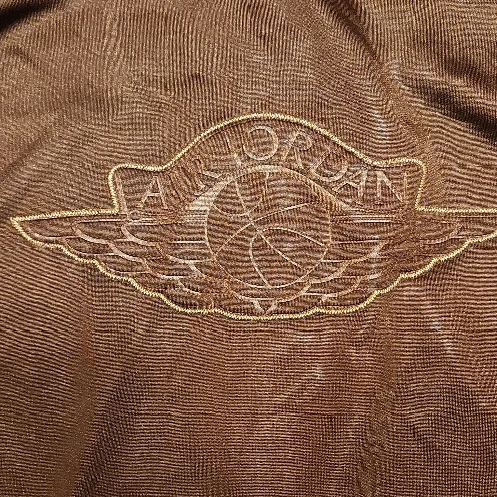 Air Jordan Embroidered Jumpman Logo Full Zip Sweater Vintage Y2K Brown And Gold - Picture 13 of 15